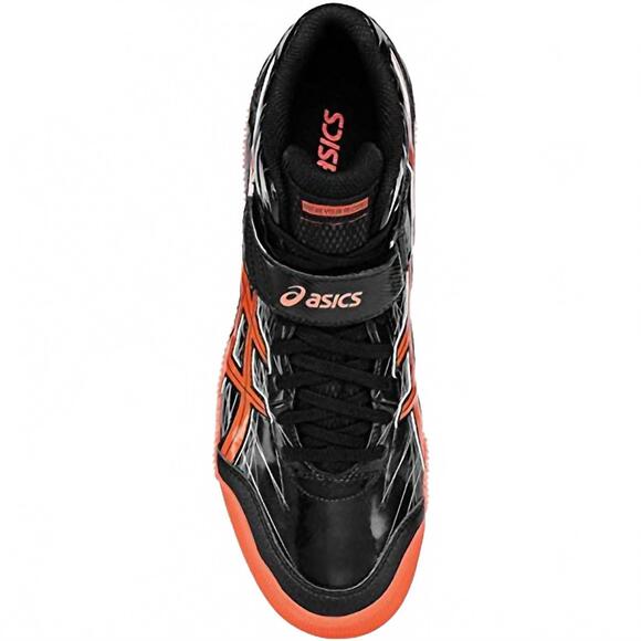 NEW ASICS men\'s javelin pro track shoes in black/coral
